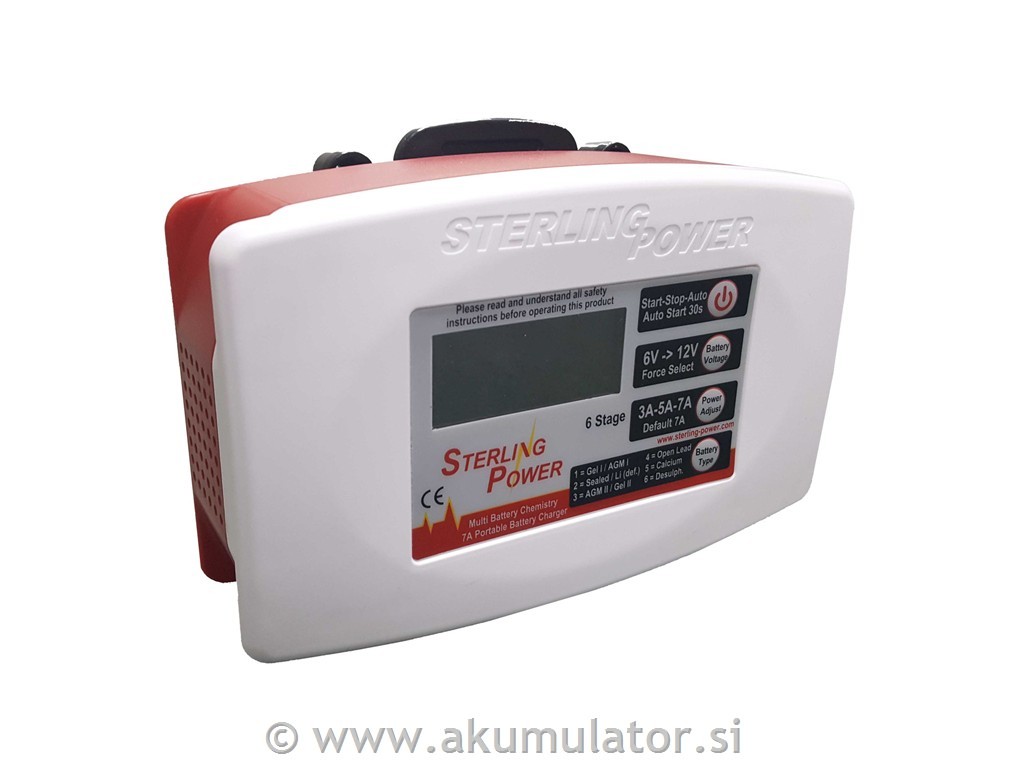 Univerzalni polnilec akumulatorjev Sterling 6V/12V, 3A/5A/7A