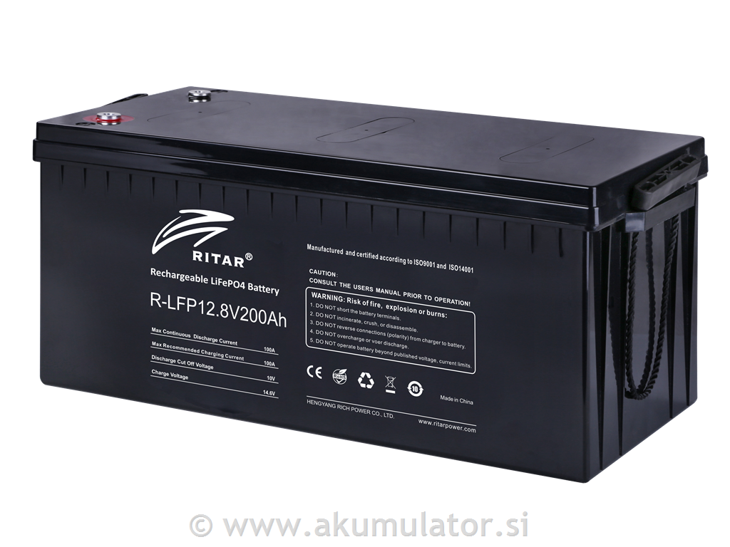 LiFePO4 baterija 200Ah 12V Ritar - 3.500 ciklov