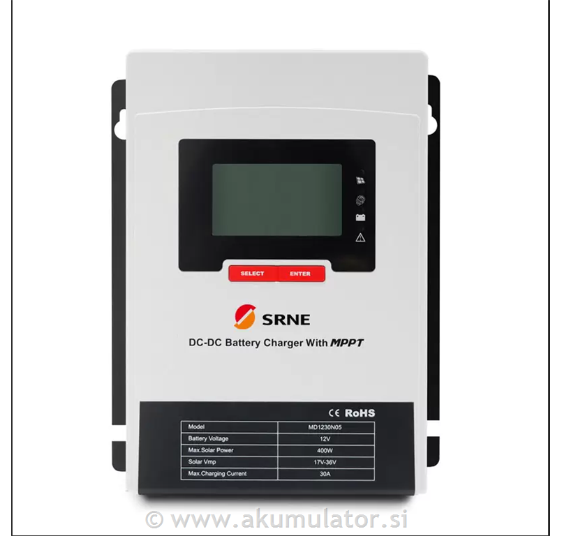 B2B polnilec 12V - 12V 30A z MPPT solarnim regulatorjem