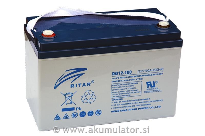 Ciklični gel akumulator 100Ah 12V Ritar - 1.200 ciklov