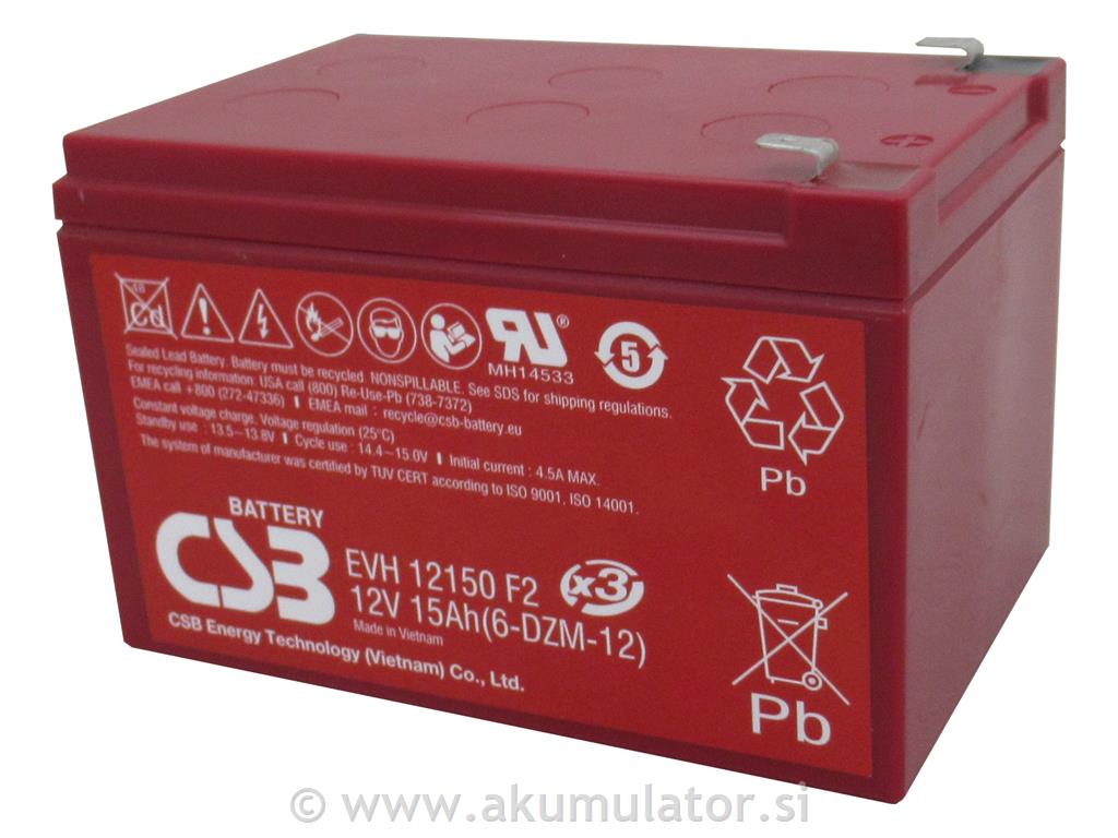 Ciklični AGM DC akumulator 12V 15Ah CSB / 1 kos