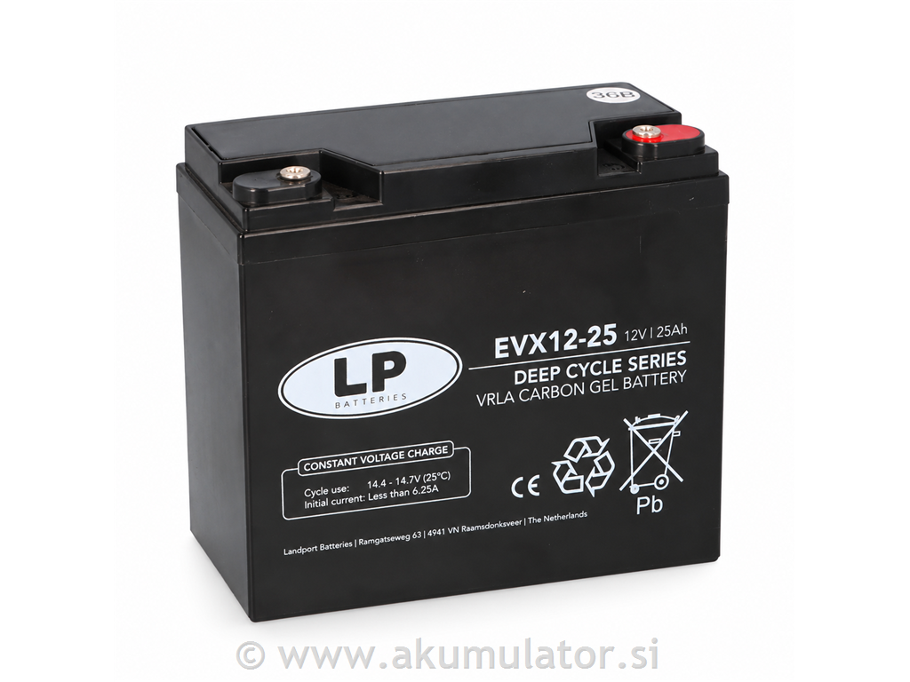 Ciklični AGM EVX akumulator 12V 25Ah Landport