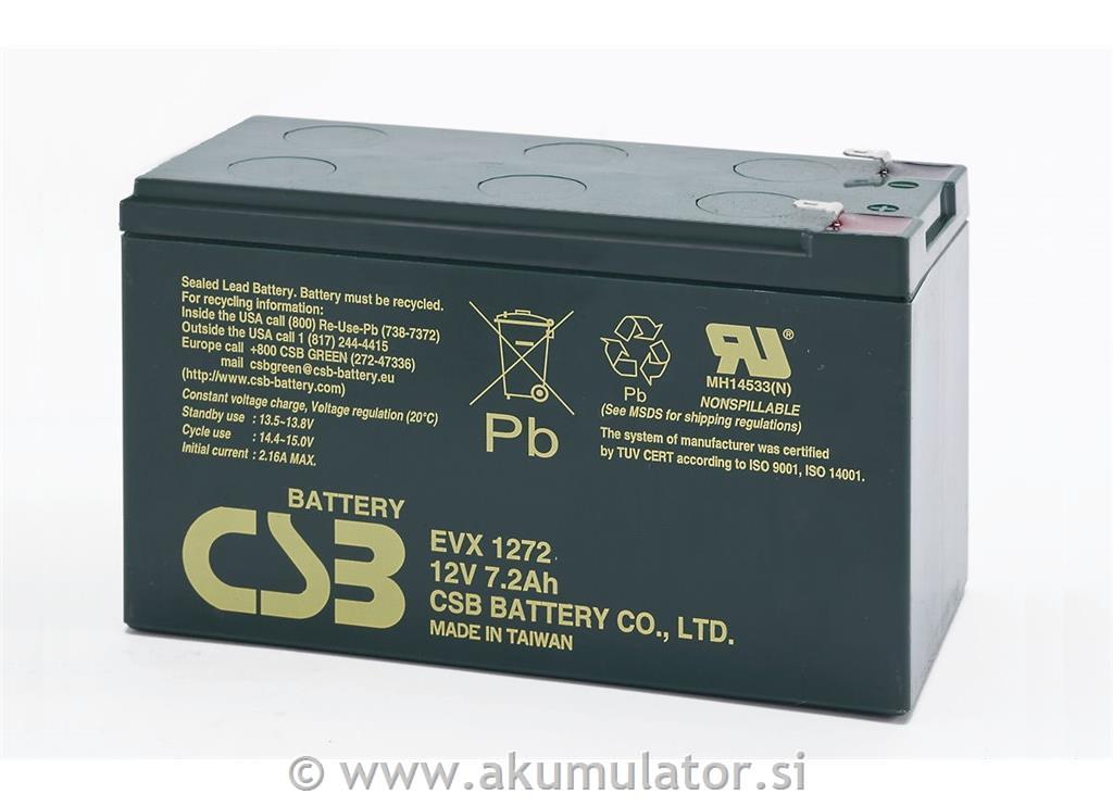 Ciklični AGM DC akumulator 12V 7,2Ah CSB