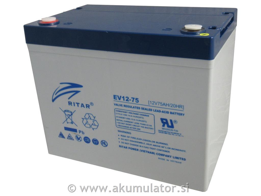 Ciklični AGM EV akumulator 75Ah Ritar