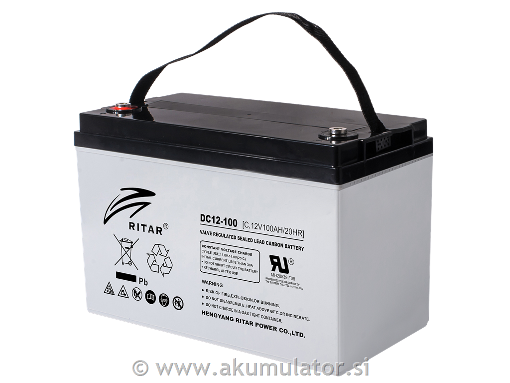 Akumulator svinec - ogljik 100Ah 12V Ritar - 2.000 ciklov