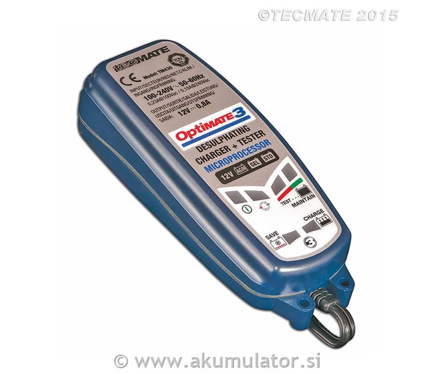 Optimate 3 polnilec, tester in vzdrževalec akumulatorjev 12V 0,8A