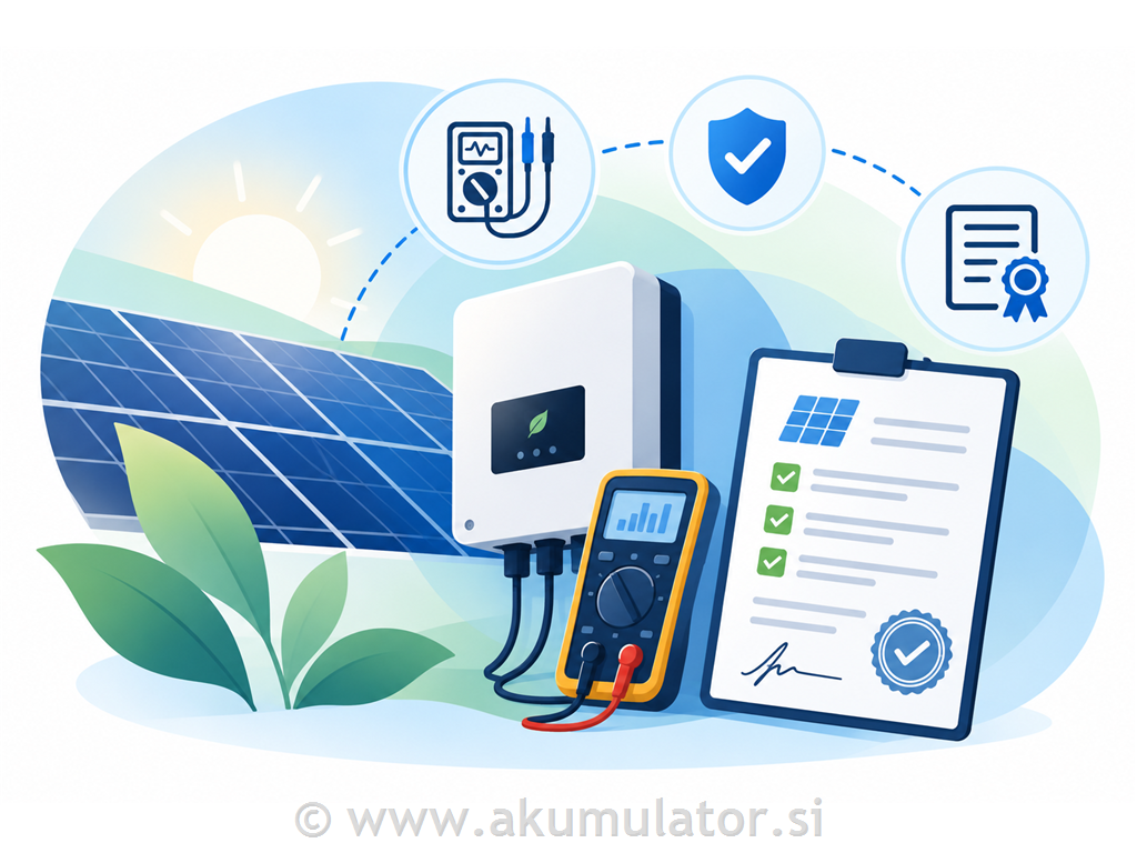 Meritve male sončne elektrarne z merilnim zapisnikom