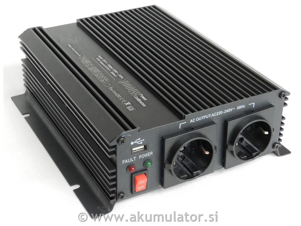 Razsmernik 1000W 12V za sončne celice, navtiko, avtodom